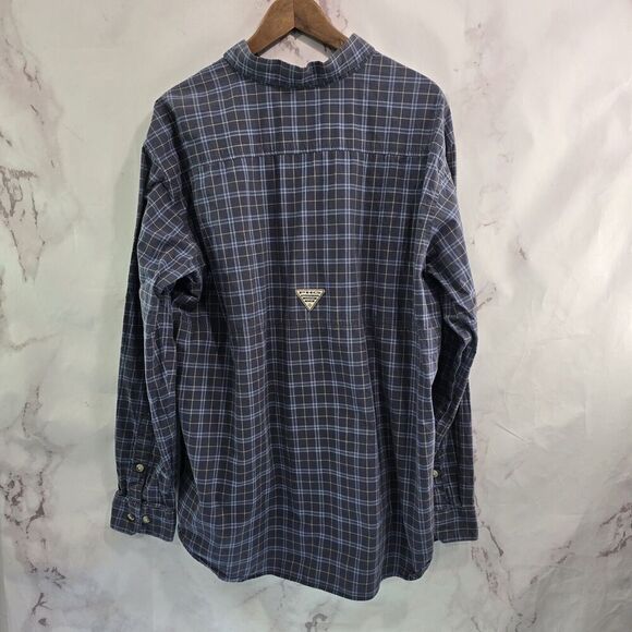 Columbia Shirt Mens XL Blue Button Down Up Plaid Vented Cotton Long Sleeve PHG - Picture 4 of 13